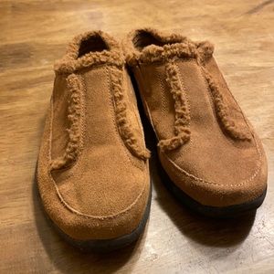 Ryka Nitracel Arctica Brown Leather Suede Faux Fur Lined Slip On Sz. 8W Shoes